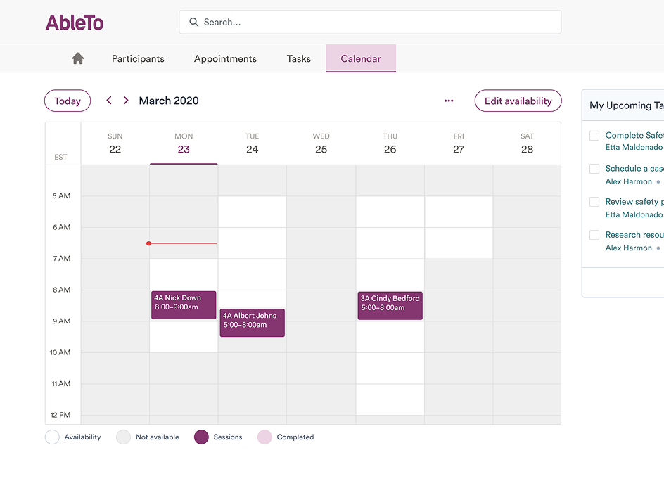 AbleTo scheduling interface